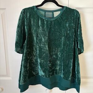 Anthropology Velvet Green Blouse